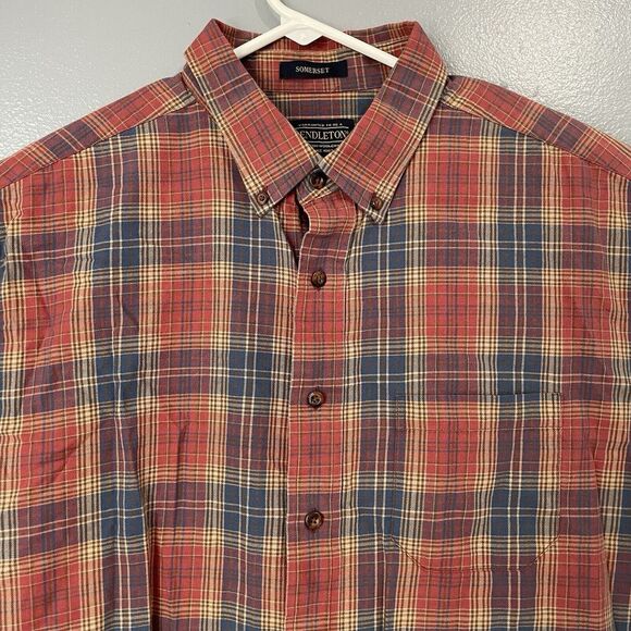 Pendleton Somerset‎ Flannel Shirt Mens XL Wool Cotton Blend Plaid Button Down - Picture 2 of 11